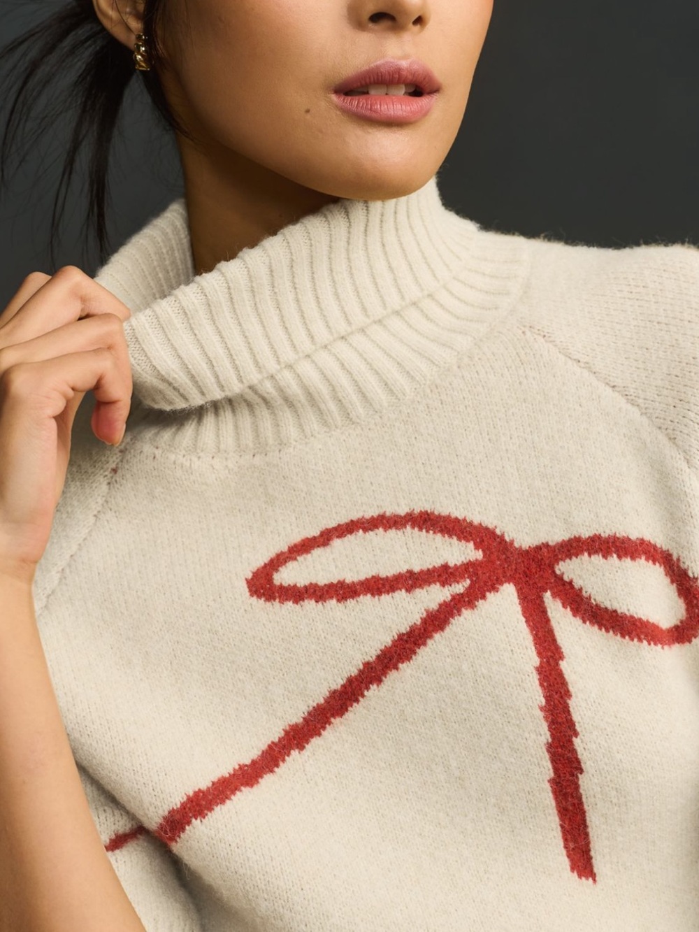 En Saison Merrill Short Sleeve Bow Crop Sweater - Picture 5 of 8